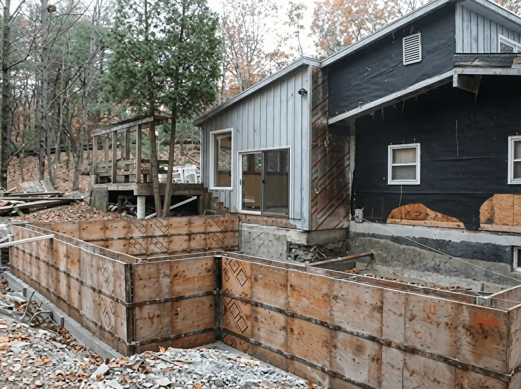Prepared site with foundation forms for home remodeling and addition project in Charleston, SC
